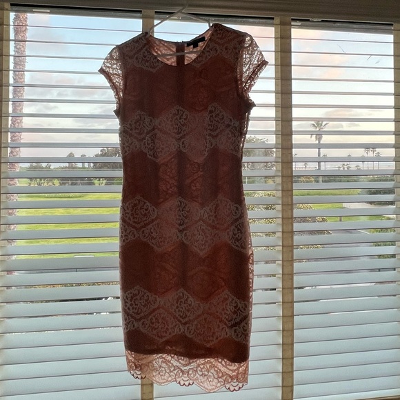 Sharagano lace light pink and white lined lace dress Size4 - Picture 8 of 8